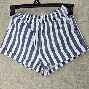 Forever 21 Striped Womens XS Shorts Blue & White Cotton Blend Casual